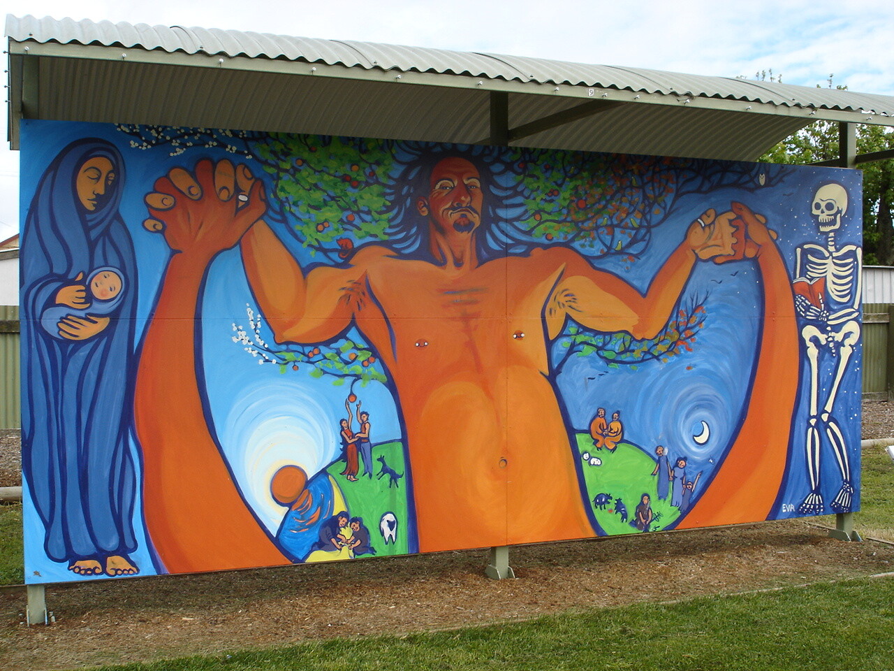 I photographed this on a wall in Tasmania in 2005, painted by an artist who signed “EVA.” I don’t know her full name. The image stayed with me for twenty years.