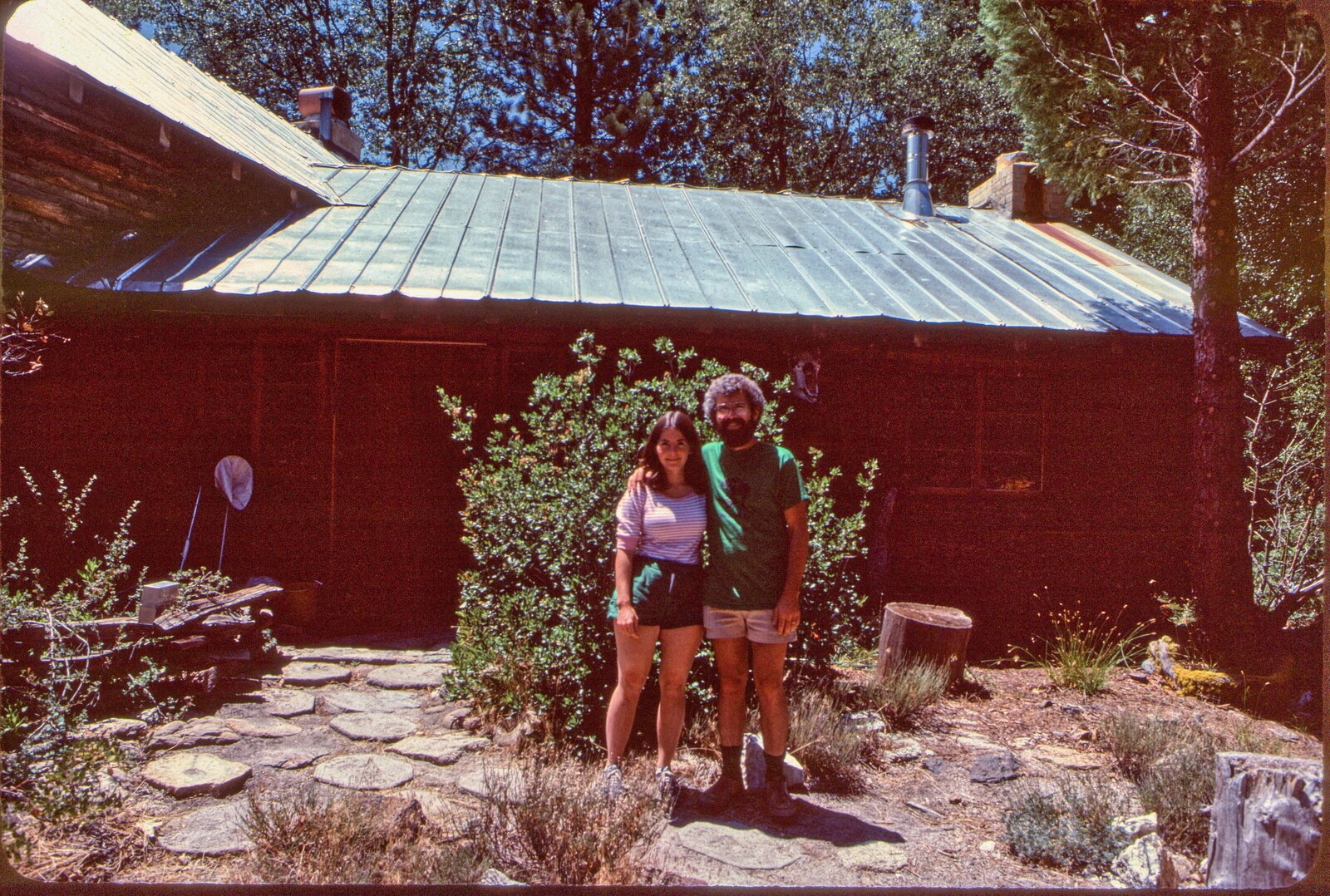 Ann and I in front of our new home, Lolomi Lodge, at the James Reserve in 1982